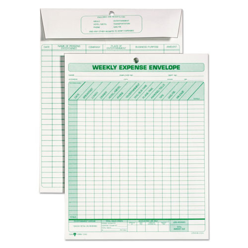 Weekly Expense Envelope, 8 1/2 X 11, 20 Forms Weekly Expense Envelope, 8 1/2 X 11, 20 Forms