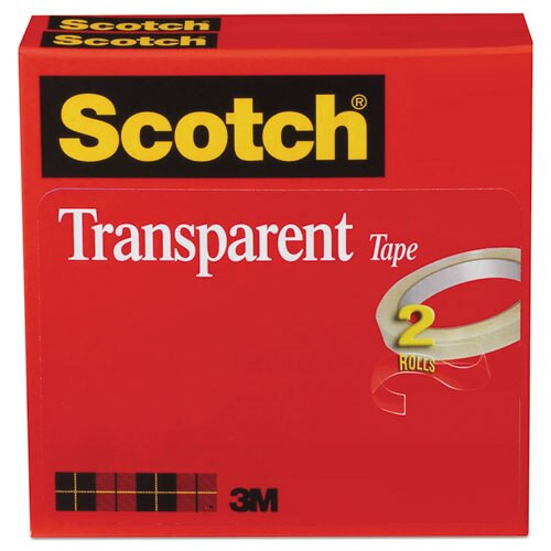Transparent Tape, 3" Core, 0.5" X 72 Yds, Transparent, 2/pack Transparent Tape, 3" Core, 0.5" X 72 Yds, Transparent, 2/pack