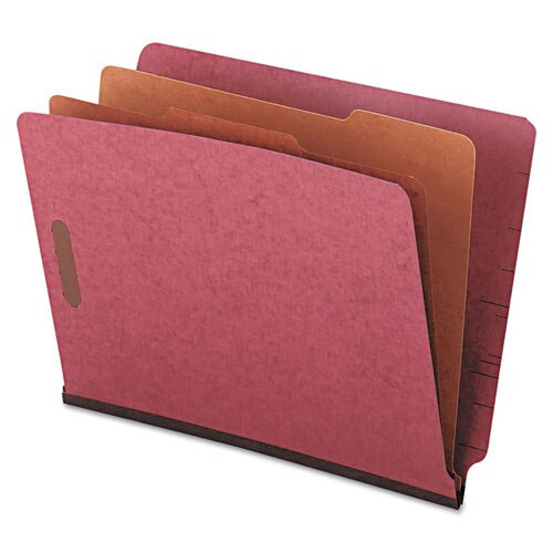 Red Pressboard End Tab Classification Folders, 2 Dividers, Letter Size, Red, 10/box Red Pressboard End Tab Classification Folders, 2 Dividers, Letter Size, Red, 10/box