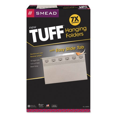 Tuff Hanging Folders With Easy Slide Tab, Legal Size, 1/3-cut Tab, Steel Gray, 18/box Tuff Hanging Folders With Easy Slide Tab, Legal Size, 1/3-cut Tab, Steel Gray, 18/box