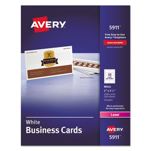 Printable Microperforated Business Cards With Sure Feed Technology, Laser, 2 X 3.5, White, Uncoated, 2500/box Printable Microperforated Business Cards With Sure Feed Technology, Laser, 2 X 3.5, White, Uncoated, 2500/box