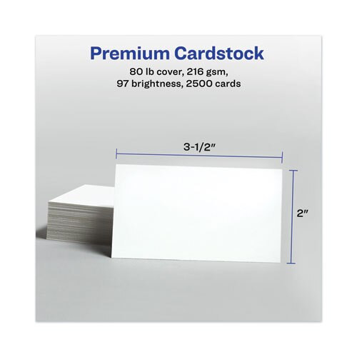 Printable Microperforated Business Cards With Sure Feed Technology, Laser, 2 X 3.5, White, Uncoated, 2500/box Printable Microperforated Business Cards With Sure Feed Technology, Laser, 2 X 3.5, White, Uncoated, 2500/box