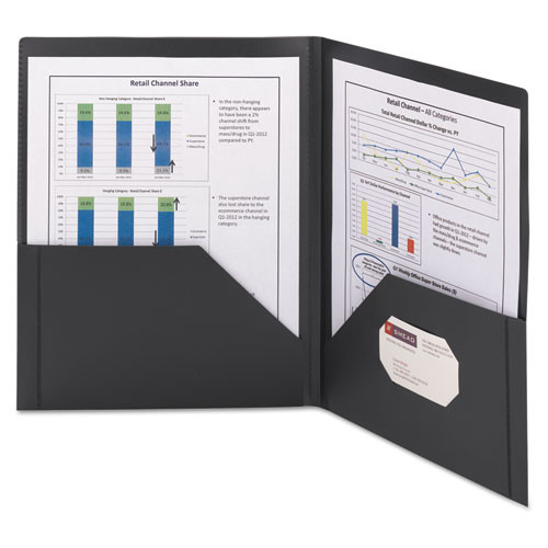 Frame View Poly Two-pocket Folder, 11 X 8.5, Clear/black, 5/pack