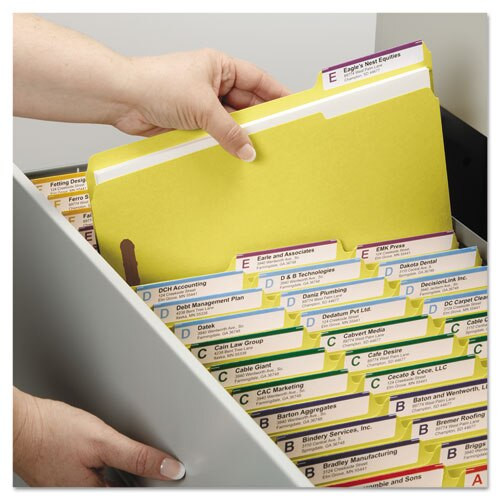 Top Tab Colored 2-fastener Folders, 1/3-cut Tabs, Legal Size, Yellow, 50/box