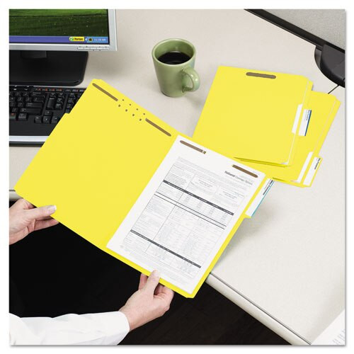 Top Tab Colored 2-fastener Folders, 1/3-cut Tabs, Legal Size, Yellow, 50/box