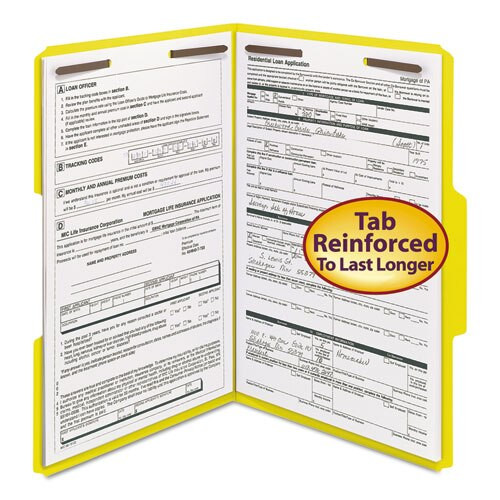 Top Tab Colored 2-fastener Folders, 1/3-cut Tabs, Legal Size, Yellow, 50/box Top Tab Colored 2-fastener Folders, 1/3-cut Tabs, Legal Size, Yellow, 50/box