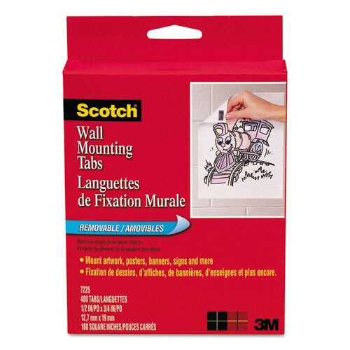 Precut Removable Mounting Tabs, Double-sided, 1/2 X 3/4, 480/pack Precut Removable Mounting Tabs, Double-sided, 1/2 X 3/4, 480/pack