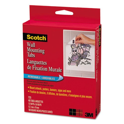 Precut Removable Mounting Tabs, Double-sided, 1/2 X 3/4, 480/pack Precut Removable Mounting Tabs, Double-sided, 1/2 X 3/4, 480/pack