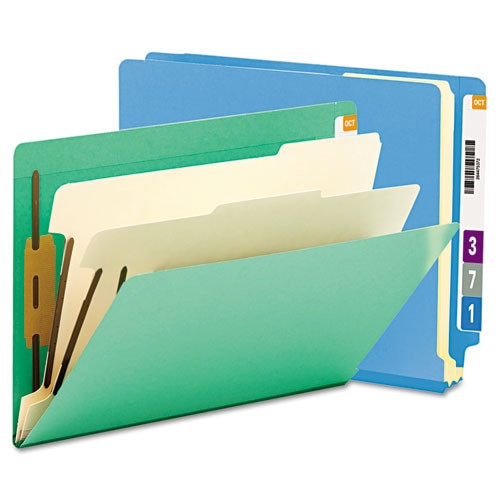 Colored End Tab Classification Folders W/ Dividers, 2 Dividers, Letter Size, Blue, 10/box Colored End Tab Classification Folders W/ Dividers, 2 Dividers, Letter Size, Blue, 10/box