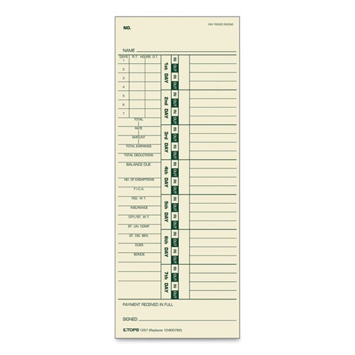Time Card For Acroprint/simplex, Weekly, Two-sided, 3 1/2 X 9, 500/box Time Card For Acroprint/simplex, Weekly, Two-sided, 3 1/2 X 9, 500/box