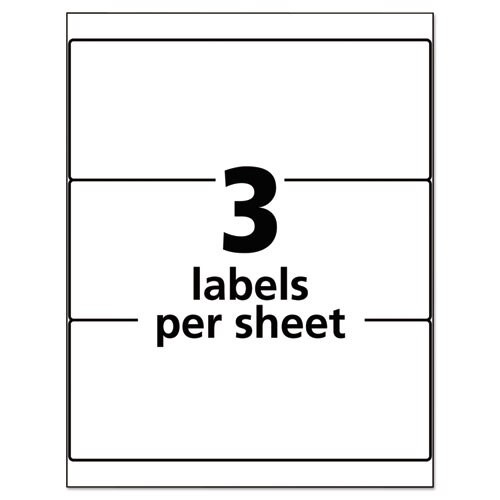 Durable Permanent Id Labels With Trueblock Technology, Laser Printers, 3.25 X 8.38, White, 3/sheet, 50 Sheets/pack Durable Permanent Id Labels With Trueblock Technology, Laser Printers, 3.25 X 8.38, White, 3/sheet, 50 Sheets/pack