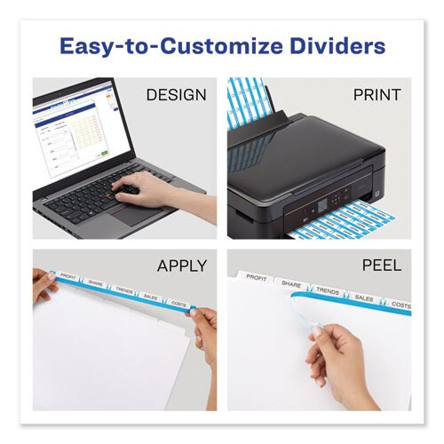 Print And Apply Index Maker Clear Label Dividers, 5 Color Tabs, Letter