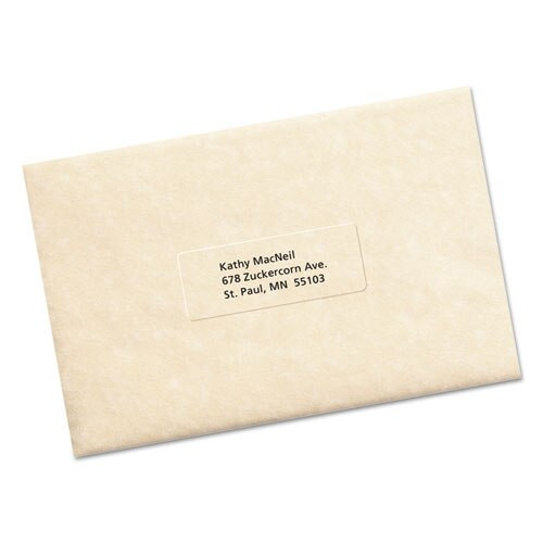 Matte Clear Easy Peel Mailing Labels W/ Sure Feed Technology, Laser Printers, 1 X 2.63, Clear, 30/sheet, 25 Sheets/box Matte Clear Easy Peel Mailing Labels W/ Sure Feed Technology, Laser Printers, 1 X 2.63, Clear, 30/sheet, 25 Sheets/box