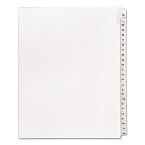 Preprinted Legal Exhibit Side Tab Index Dividers, Allstate Style, 25-tab, 76 To 100, 11 X 8.5, White, 1 Set Preprinted Legal Exhibit Side Tab Index Dividers, Allstate Style, 25-tab, 76 To 100, 11 X 8.5, White, 1 Set