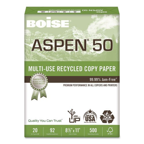 Aspen 50 Multi-use Recycled Paper, 96 Bright, 20lb, 11 X 17, White, 500 Sheets/ream, 5 Reams/carton Aspen 50 Multi-use Recycled Paper, 96 Bright, 20lb, 11 X 17, White, 500 Sheets/ream, 5 Reams/carton