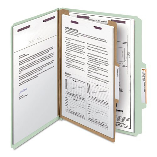 Pressboard Classification Folders With Safeshield Coated Fasteners, 2/5 Cut, 1 Divider, Letter Size, Gray-green, 10/box Pressboard Classification Folders With Safeshield Coated Fasteners, 2/5 Cut, 1 Divider, Letter Size, Gray-green, 10/box