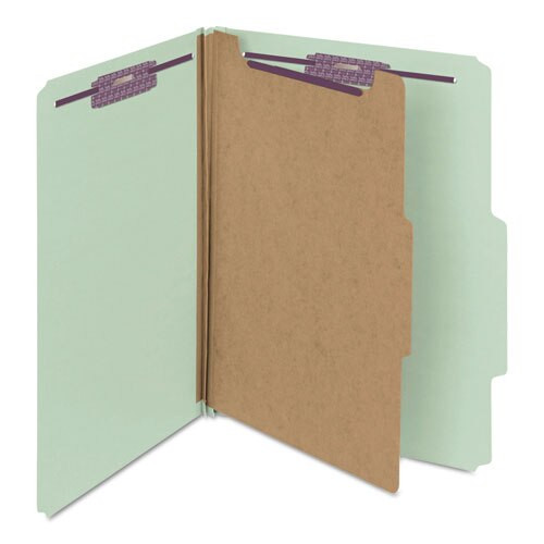 Pressboard Classification Folders With Safeshield Coated Fasteners, 2/5 Cut, 1 Divider, Letter Size, Gray-green, 10/box Pressboard Classification Folders With Safeshield Coated Fasteners, 2/5 Cut, 1 Divider, Letter Size, Gray-green, 10/box