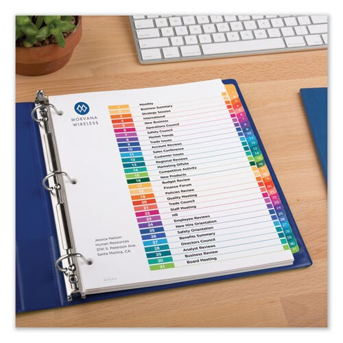 Customizable Table Of Contents Ready Index Dividers With Multicolor Tabs, 31-tab, 1 To 31, 11 X 8.5, White, 1 Set Customizable Table Of Contents Ready Index Dividers With Multicolor Tabs, 31-tab, 1 To 31, 11 X 8.5, White, 1 Set