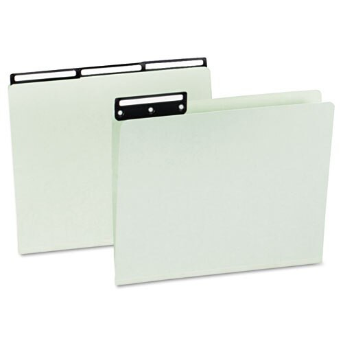 Recycled Heavy Pressboard File Folders With Insertable Metal Tabs, 1/3-cut Tabs, Letter Size, Gray-green, 25/box Recycled Heavy Pressboard File Folders With Insertable Metal Tabs, 1/3-cut Tabs, Letter Size, Gray-green, 25/box