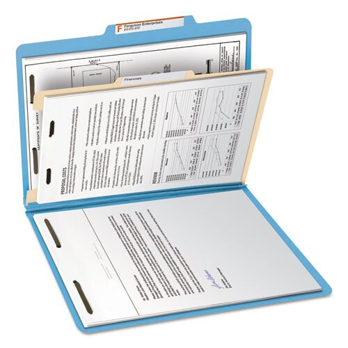 Colored Top Tab Classification Folders, 1 Divider, Letter Size, Blue, 10/box Colored Top Tab Classification Folders, 1 Divider, Letter Size, Blue, 10/box