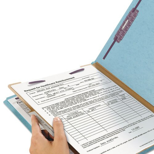 Four-section Pressboard Top Tab Classification Folders With Safeshield Fasteners, 1 Divider, Letter Size, Blue, 10/box Four-section Pressboard Top Tab Classification Folders With Safeshield Fasteners, 1 Divider, Letter Size, Blue, 10/box