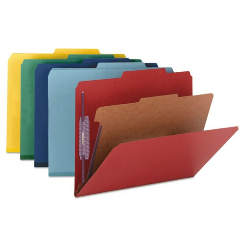 Four-section Pressboard Top Tab Classification Folders With Safeshield Fasteners, 1 Divider, Letter Size, Blue, 10/box Four-section Pressboard Top Tab Classification Folders With Safeshield Fasteners, 1 Divider, Letter Size, Blue, 10/box
