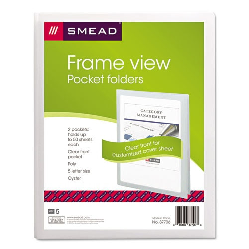 Frame View Poly Two-pocket Folder, 11 X 8 1/2, Clear/oyster, 5/pack Frame View Poly Two-pocket Folder, 11 X 8 1/2, Clear/oyster, 5/pack