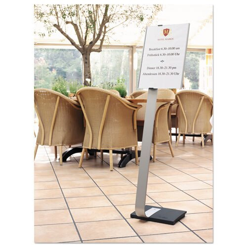 Info Sign Duo Floor Stand, Tabloid-size Inserts, 15 X 50, Clear Info Sign Duo Floor Stand, Tabloid-size Inserts, 15 X 50, Clear