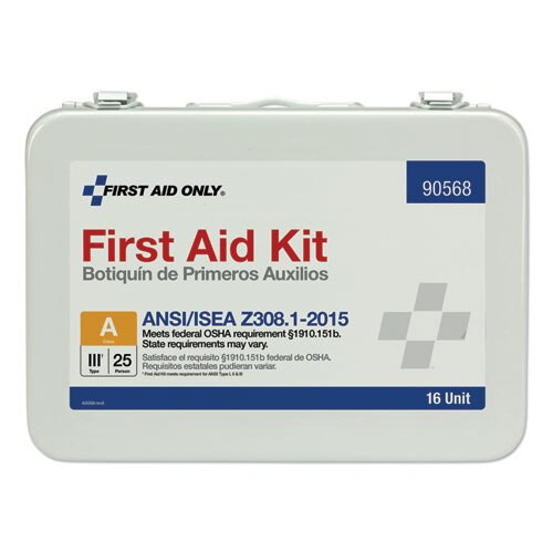 Unitized Ansi Compliant Class A Type Iii First Aid Kit For 25 People, 16 Units Unitized Ansi Compliant Class A Type Iii First Aid Kit For 25 People, 16 Units