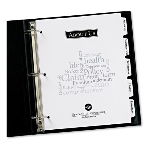 Customizable Print-on Dividers, Letter, 5-tabs/set, 25 Sets/pack Customizable Print-on Dividers, Letter, 5-tabs/set, 25 Sets/pack