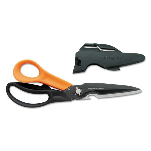 Cuts+more Scissors, 9" Long, 3.5" Cut Length, Black/orange Offset Handle