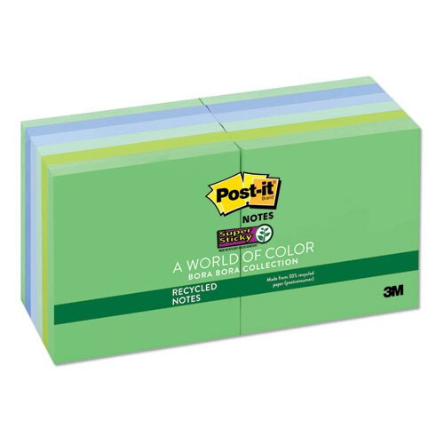Recycled Notes In Bora Bora Colors, 3 X 3, 90-sheet, 12/pack Recycled Notes In Bora Bora Colors, 3 X 3, 90-sheet, 12/pack