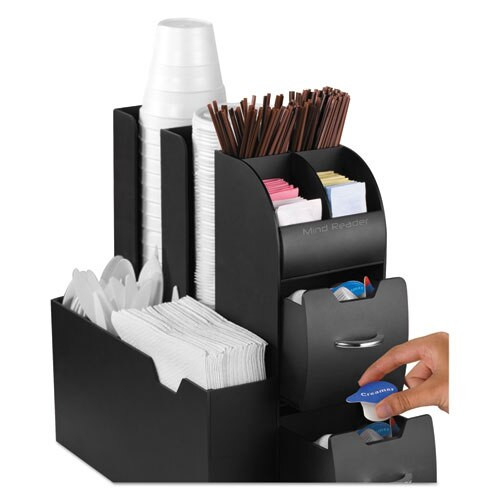 Coffee Condiment Caddy Organizer, 5 2/5 X 11 X 12 3/5, Black Coffee Condiment Caddy Organizer, 5 2/5 X 11 X 12 3/5, Black