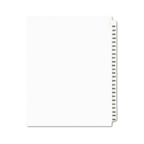 Preprinted Legal Exhibit Side Tab Index Dividers, Avery Style, 25-tab, 226 To 250, 11 X 8.5, White, 1 Set Preprinted Legal Exhibit Side Tab Index Dividers, Avery Style, 25-tab, 226 To 250, 11 X 8.5, White, 1 Set
