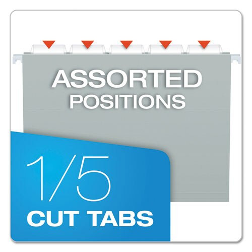Colored Hanging Folders, Letter Size, 1/5-cut Tab, Gray, 25/box Colored Hanging Folders, Letter Size, 1/5-cut Tab, Gray, 25/box