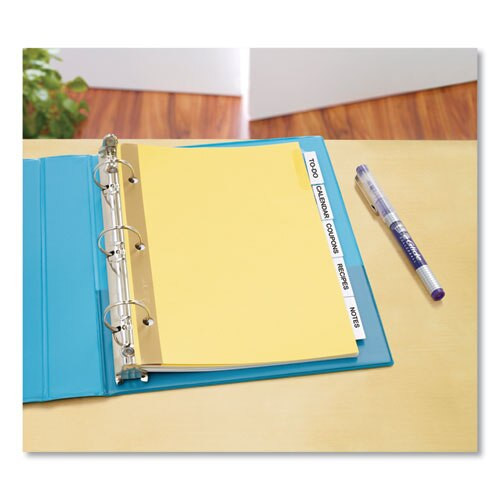 Insertable Standard Tab Dividers, 5-tab, 8.5 X 5 1/2