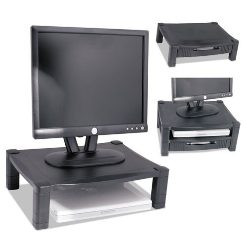 Height-adjustable Stand With Drawer, 17 X 13 1/4 X 3 To 6 1/2, Black Height-adjustable Stand With Drawer, 17 X 13 1/4 X 3 To 6 1/2, Black