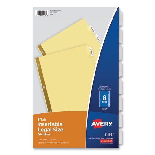 Insertable Standard Tab Dividers, 8-tab, Legal Insertable Standard Tab Dividers, 8-tab, Legal