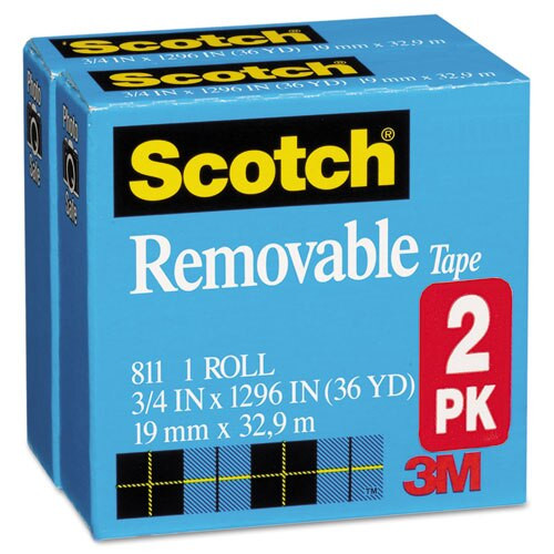 Removable Tape, 1" Core, 0.75" X 36 Yds, Transparent, 2/pack Removable Tape, 1" Core, 0.75" X 36 Yds, Transparent, 2/pack