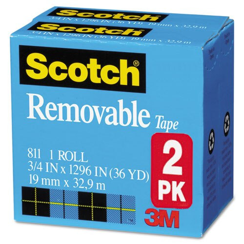Removable Tape, 1" Core, 0.75" X 36 Yds, Transparent, 2/pack Removable Tape, 1" Core, 0.75" X 36 Yds, Transparent, 2/pack