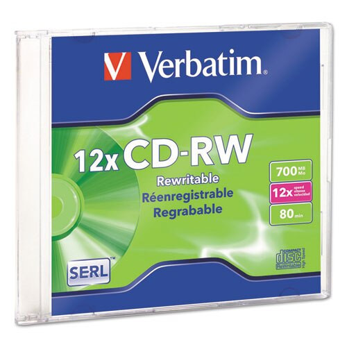 Cd-rw, 700mb, 4x-12x High Speed, Branded Surface, 1/pk Slim Case Cd-rw, 700mb, 4x-12x High Speed, Branded Surface, 1/pk Slim Case