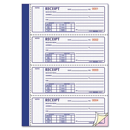 Receipt Book, 7 X 2 3/4, Carbonless Triplicate, 50 Sets/book Receipt Book, 7 X 2 3/4, Carbonless Triplicate, 50 Sets/book