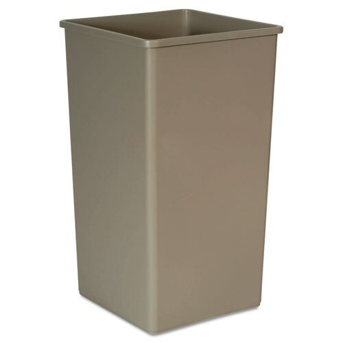Untouchable Square Waste Receptacle, Plastic, 50 Gal, Beige Untouchable Square Waste Receptacle, Plastic, 50 Gal, Beige