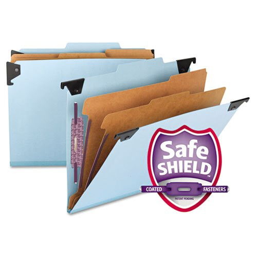 Fastab Hanging Pressboard Classification Folders, Legal Size, 2 Dividers, Blue Fastab Hanging Pressboard Classification Folders, Legal Size, 2 Dividers, Blue
