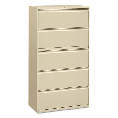 Five-drawer Lateral File Cabinet, 36w X 18d X 64.25h, Putty Five-drawer Lateral File Cabinet, 36w X 18d X 64.25h, Putty