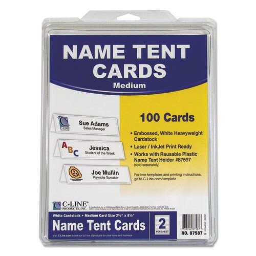 Embossed Tent Cards, White, 2.5 X 8.5, 2 Card/sheet, 50 Sheets/box Embossed Tent Cards, White, 2.5 X 8.5, 2 Card/sheet, 50 Sheets/box