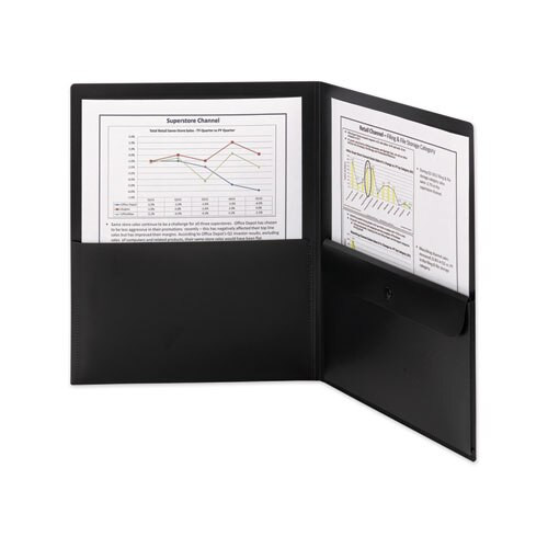 Poly Two-pocket Folder W/security Pocket, 11 X 8.5, Black, 5/pack Poly Two-pocket Folder W/security Pocket, 11 X 8.5, Black, 5/pack