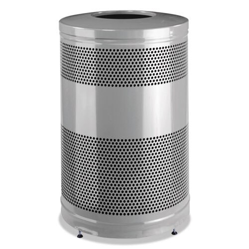 Classics Open Top Waste Receptacle, 51 Gal, Stardust Silver Metallic With Black Lid Classics Open Top Waste Receptacle, 51 Gal, Stardust Silver Metallic With Black Lid