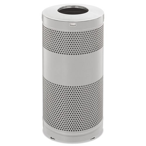 Classics Open Top Waste Receptacle, 51 Gal, Stardust Silver Metallic With Black Lid Classics Open Top Waste Receptacle, 51 Gal, Stardust Silver Metallic With Black Lid
