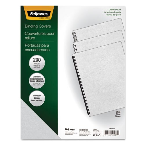 Classic Grain Texture Binding System Covers, 11-1/4 X 8-3/4, White, 200/pack Classic Grain Texture Binding System Covers, 11-1/4 X 8-3/4, White, 200/pack